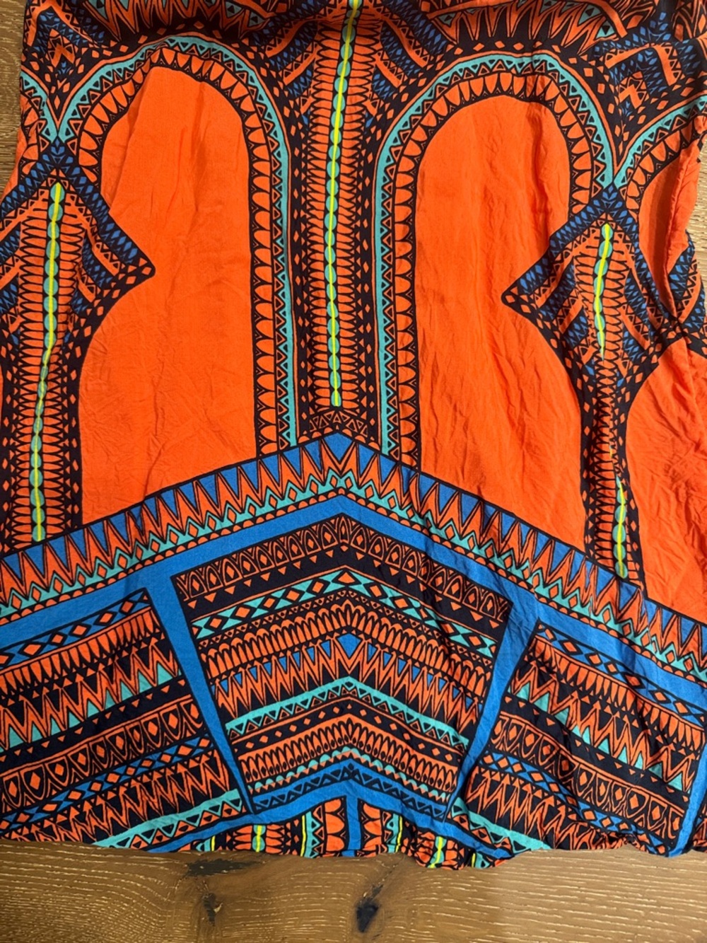 Alexis Orange Tribal Print Halter Mini Dress Size L Boho Resort - Picture 4 of 4